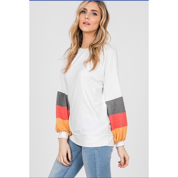 LAST 1! Color Block Sleeve Top! - Picture 2 of 7